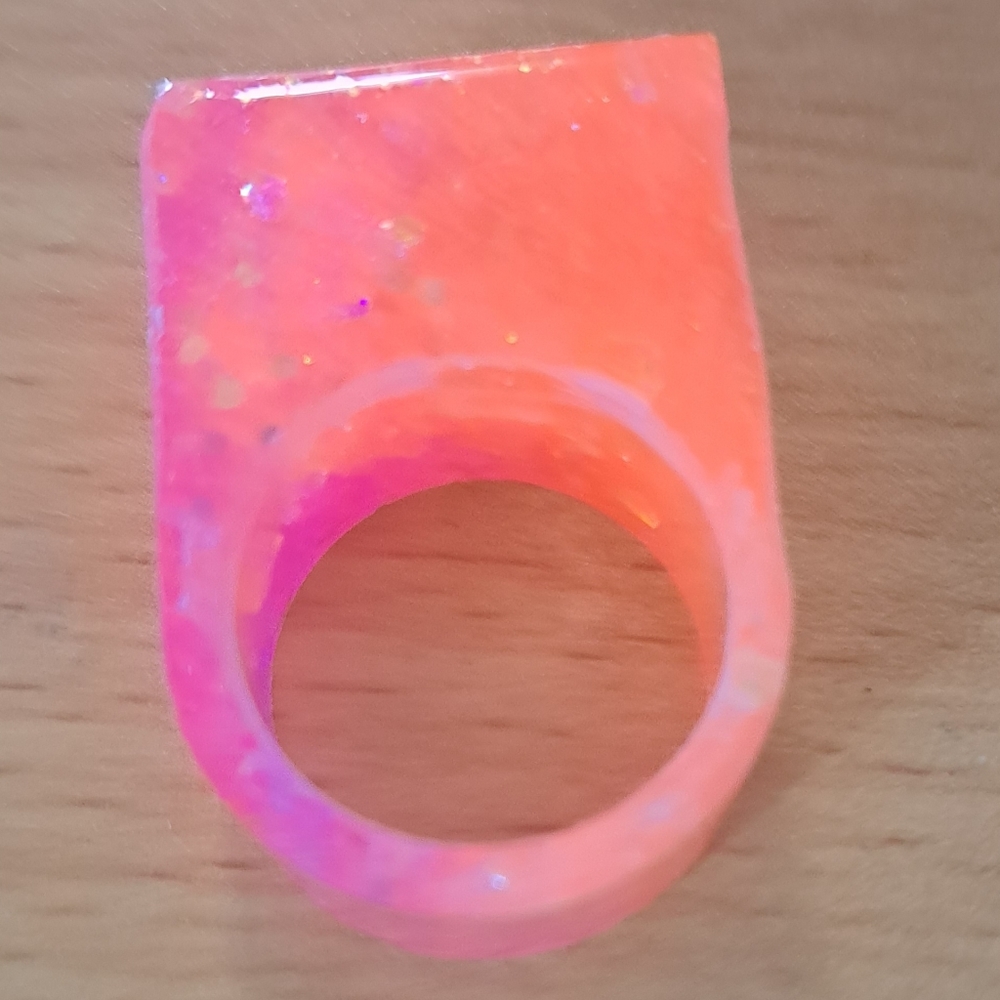 Acrylic hot pink and orange ring